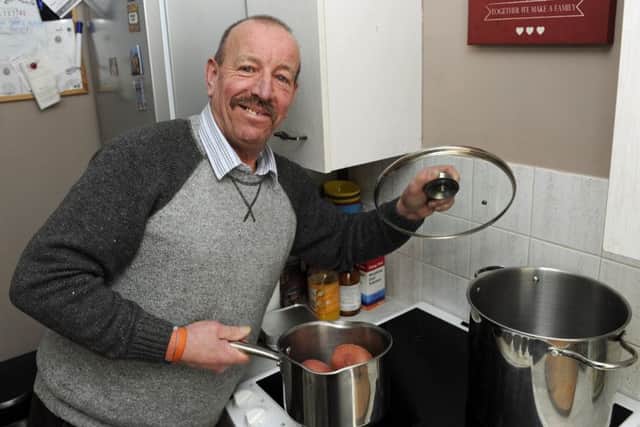 Bill Shannon from Fratton gets to prepare another batch of meals which after cooking he takes directly to local homeless people.Picture: Ian Hargreaves  (180209-1)