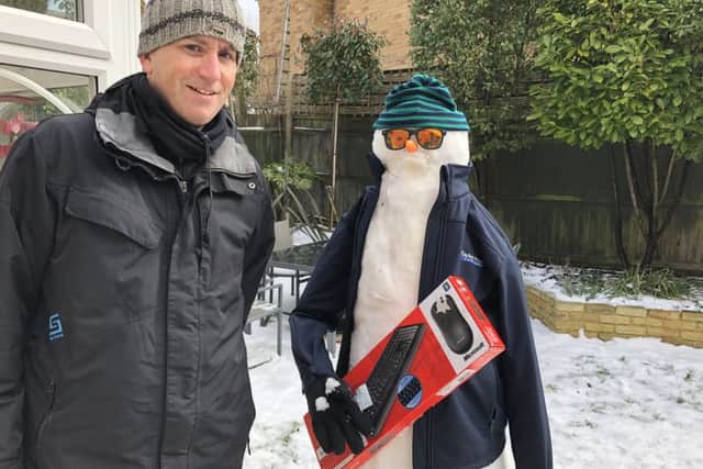 Jonathan Harris with his winning snowman