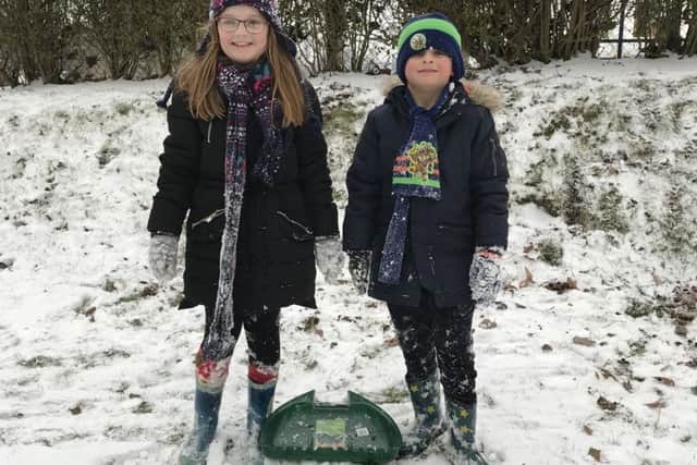 Isabelle and Jude Hobbs enjoying some sledging