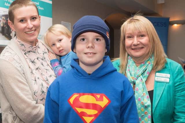 Max Pearce with Abby and Josephine Thomson and Lin Wilson  Picture: Keith Woodland