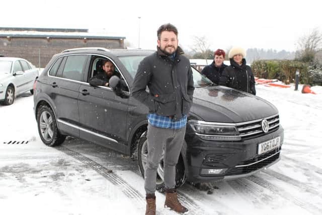 Nightingales Golden Care staff 
Ben Chudley in the driver's seat, Daniel Stacey, Sam Pettitt and Sue Rodgers hired two 4x4s to ferry staff to their clients

Picture: Habibur Rahman