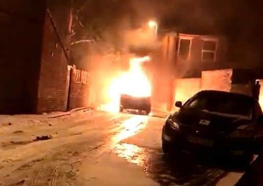 The moment a car caught fire in Fratton