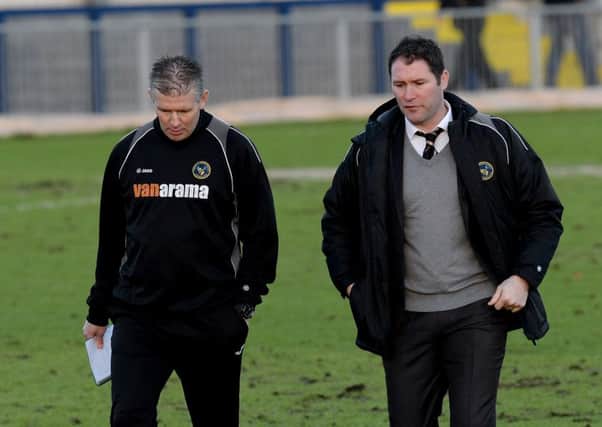 Hawks assistant boss Shaun Gale, left, and manager Lee Bradbury. Picture: Paul Jacobs (160012-21)