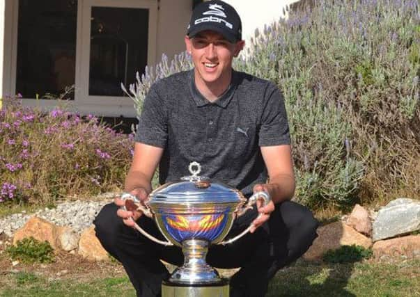 Billy Mckenzie with the Spanish Amateur trophy. Picture: Adolfo Luna, Spanish Golf Federation