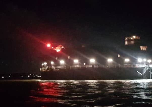 Gafirs and the Coastguard helicopter, from Lee-on-the-Solent, were called to rescue a woman, 81, who broke her arm at No Man's Land Fort, in the Solent, on March 4. Picture: Gafirs