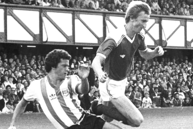 Alan Rogers in action against Brentford in 1980 Picture: Pompey History Society Archive