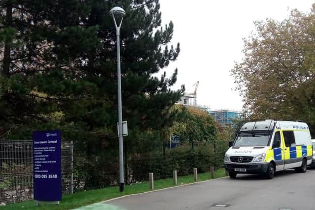 Police at the scene of the stabbing in Sedgley Close, Southsea