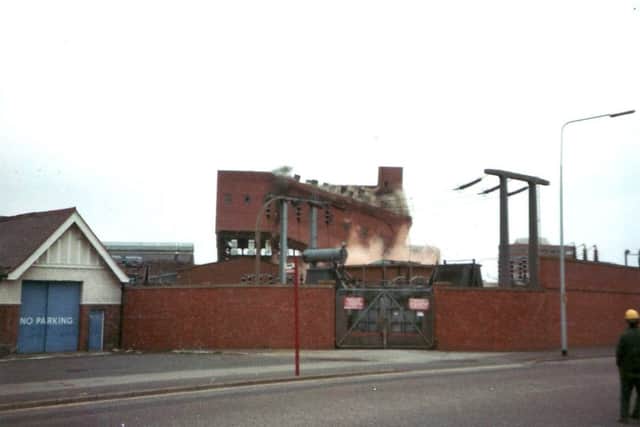 Portsmouth Power Station: demolition in 1981of the north generator room.