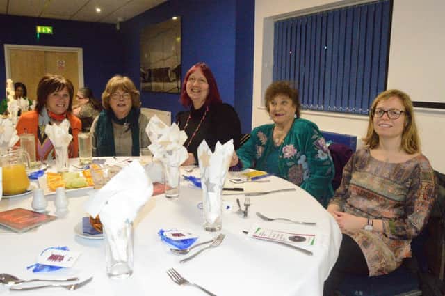 From left, Sandra Davis, Sandy Wilks, Julie Pike, Irene Strange and Clair Woollard at the event marking International Womens Day