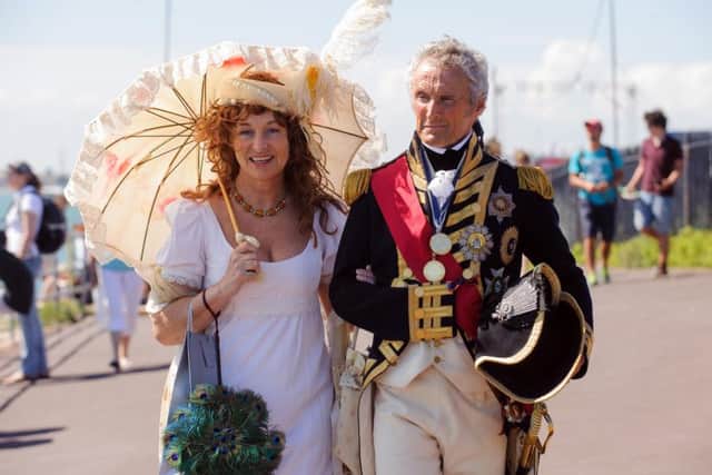 Finni Golden and Alex Naylor as Admiral Lord Nelson
at The America's Cup in Southsea in 2016