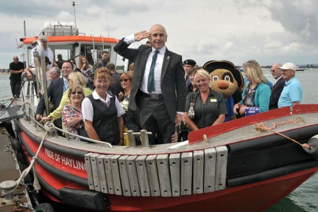 Danceer 
Wayne Sleep salutes the re-launch of the Hayling Ferry serivce in August 2016