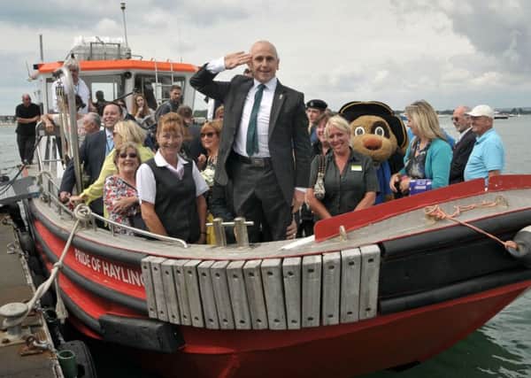 Danceer 
Wayne Sleep salutes the re-launch of the Hayling Ferry serivce in August 2016