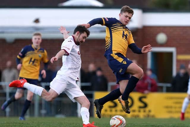 Matt Mayes in action for Gosport Borough against Weymouth. Picture: Chris Moorhouse
