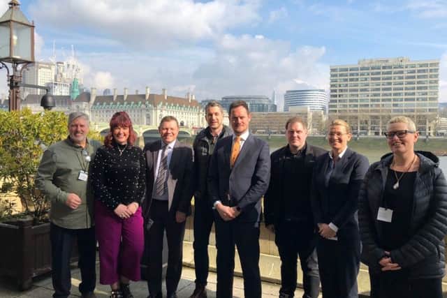 Portsmouth South MP Stephen Morgan with representatives from Southsea businesses at Westminster