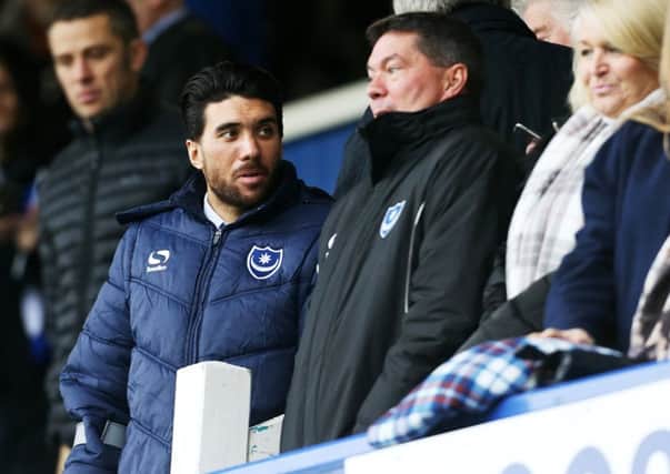 Danny Rose, left, with Pompey chief executive Mark Catlin