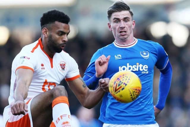 Oli Hawkins in action against Blackpool. Picture: Joe Pepler