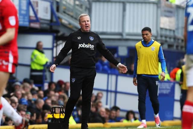 Kenny Jackett shows his frustration on the sidelines during today's game at Fratton Park