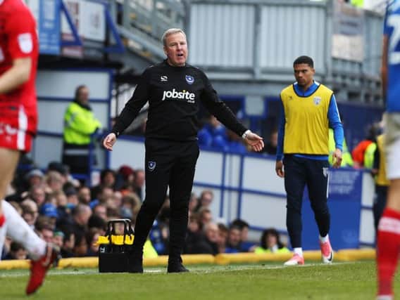 Kenny Jackett shows his frustration on the sidelines during today's game at Fratton Park