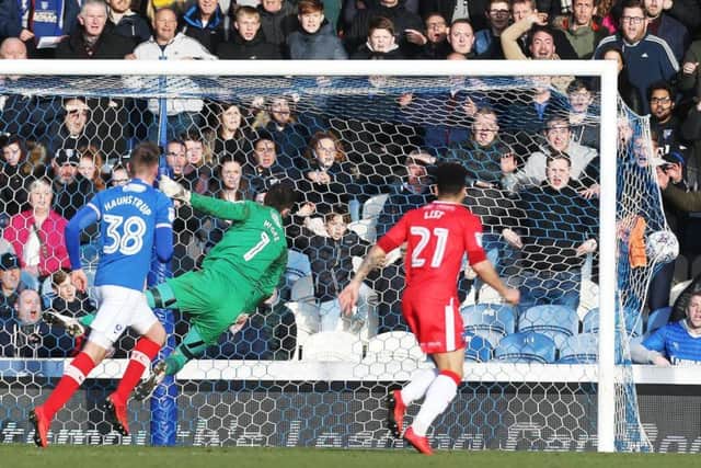 Luke McGee was helpless to prevent Lee Martin's second goal