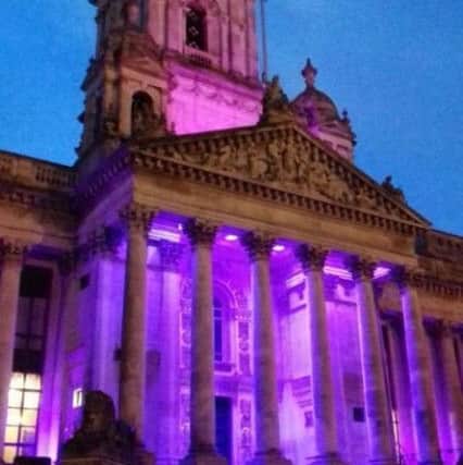 Portsmouth Guildhall turns purple