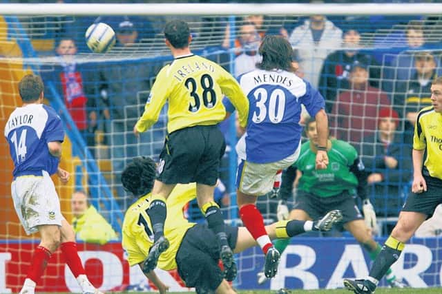 Pedro Mendes scores his winner against Manchester City.