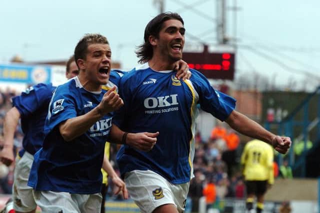 Pedro Mendes celebrates his strike against Manchester City