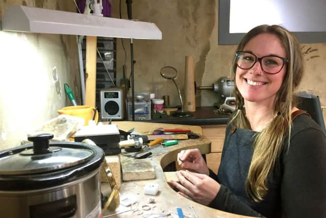 Laura Bennett creating her bespoke jewellery