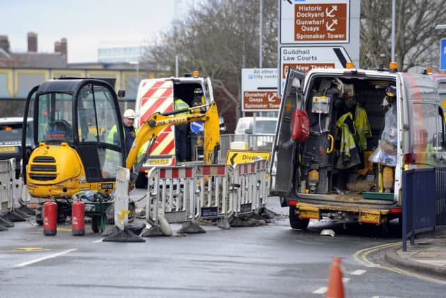 Engineers as they were making repairs earlier in the week. Picture:  Malcolm Wells
