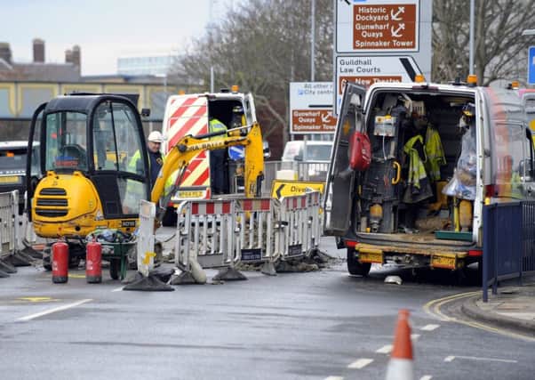Engineers as they were making repairs earlier in the week.
Picture: Malcolm Wells