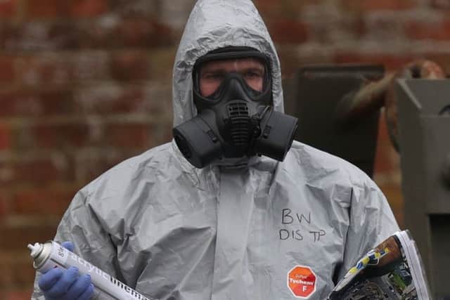 Military personnel in College Street Car Park in Salisbury, as police and members of the armed forces probe the suspected nerve agent attack on Russian double agent Sergei Skripal. PRESS ASSOCIATION Photo. Picture: Andrew Matthews/PA Wire