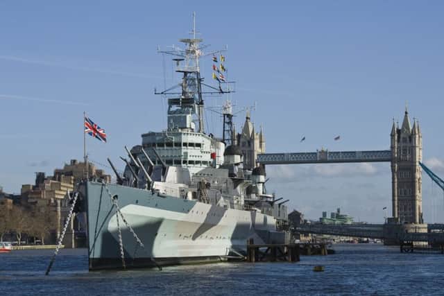 HMS Belfast, now docked in the River Thames