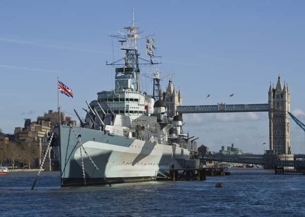 HMS Belfast, now docked in the River Thames