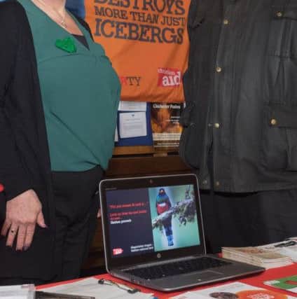 Lorraine Drinkwater and Rev Canon Bob White,at the Christian Aid stand   Picture: Keith Woodland