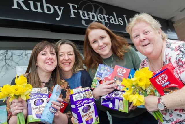 The staff of Ruby Funerals in Gosport begin their appeal for Easter Eggs for the Rainbow Centre in Fareham.From left: Michelle Peskett, Marilyn Patermotte, Katy Ware and Mo Coyne.Picture: Steve Reid Blitz Photography
