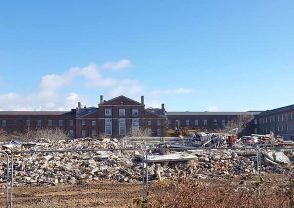 Demolition of the Crosslink building at the former Royal Haslar Hospital in Gosport.  Picture: Royal Haslar Facebook page