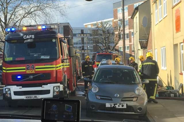 Crews at the scene of the blaze in Margate Road. Credit: Portchester Fire Station