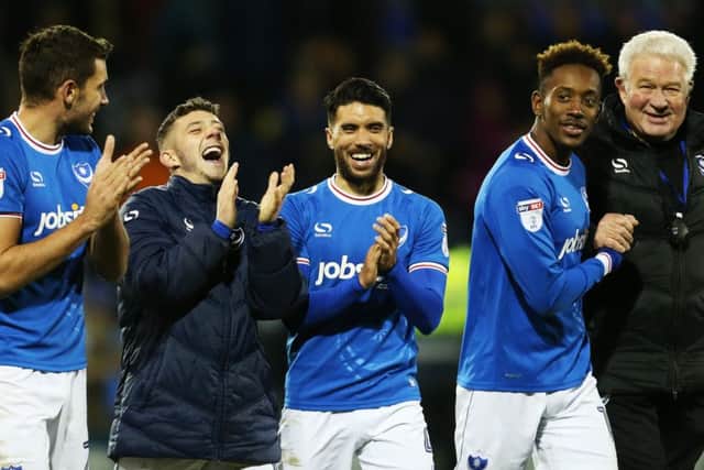 Danny Rose, centre, shares a joke with Gareth Evans and Conor Chaplin. Picture: Joe Pepler