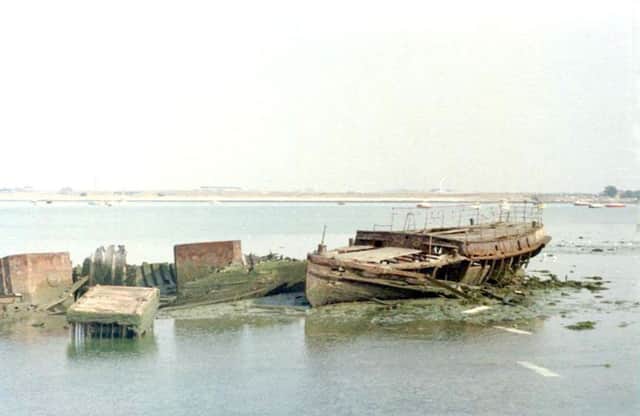 Tom Glovers mid-1970s photograph of the remains of the old Gosport ferry Viva.