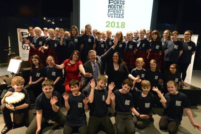 Choirs from Castle Primary School and Portsmouth Grammar Junior School performed sea shanties              Picture: Ross Young