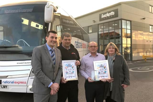 Coach firm goes for gold
David James (National Express), Mark Jordan and Dave Allen of Lucketts and Janet Burke (National Express)