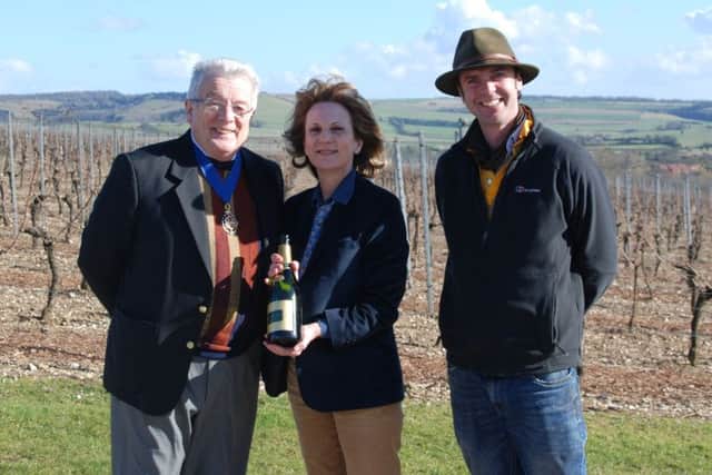 Mayor of Winchester Cllr David McLean, left, with Corinne Seely and Fred Langdale from Exton Park