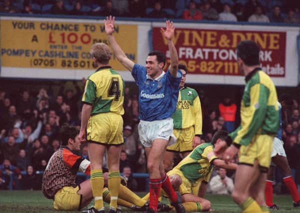 Guy Whittingham celebrates his goal against Bristol Rovers during the 1992-93 season