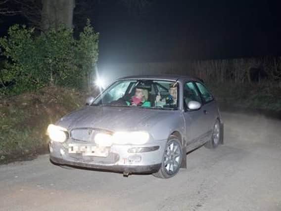 Jo and Rhys Williams competing in a nighttime navigational competition in East Hampshire