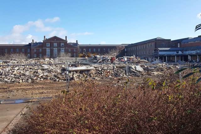 Demolition of the Cross Links at the former Royal Haslar Hospital in Gosport   Picture: Royal Haslar Facebook page