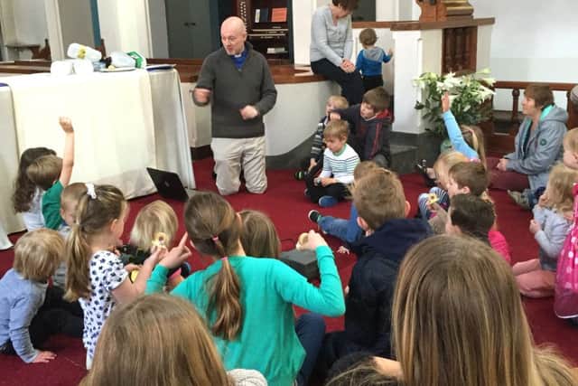 Rev Paul Chamberlain, vicar at St Faiths, Lee-on-Solent, with the toddler group