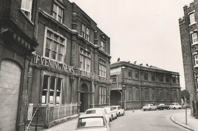 The Evening News and Hampshire Telegraph offices in Stanhope Road, Landport, Portsmouth, in the 1950s.