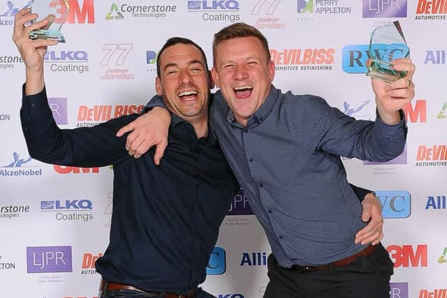 Mike Haselden and Steve Thatcher celebrating their win