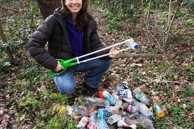 Frances Vigay with the litter she collected from just one walk
