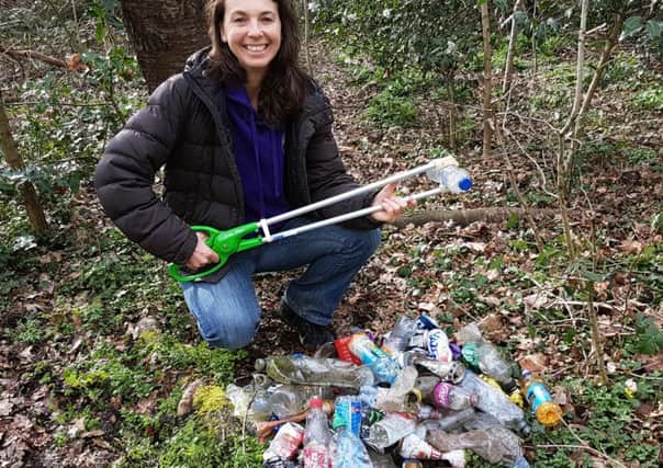 Frances Vigay with the litter she collected from just one walk
