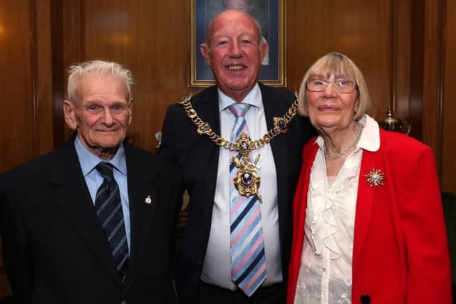 Lord Mayor of Portsmouth Cllr Ken Ellcome with Jean and Allan Thompson. Picture: Chris Moorhouse